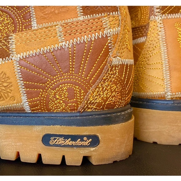 NEW Timberland Brown and Tan Embroidered Debossed Mens Boots Size 11 - Picture 5 of 16